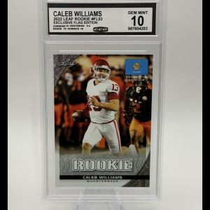 🔥 Caleb Williams 2022 Leaf Rookie Exclusive Flag Edition – CCG GEM MINT 10