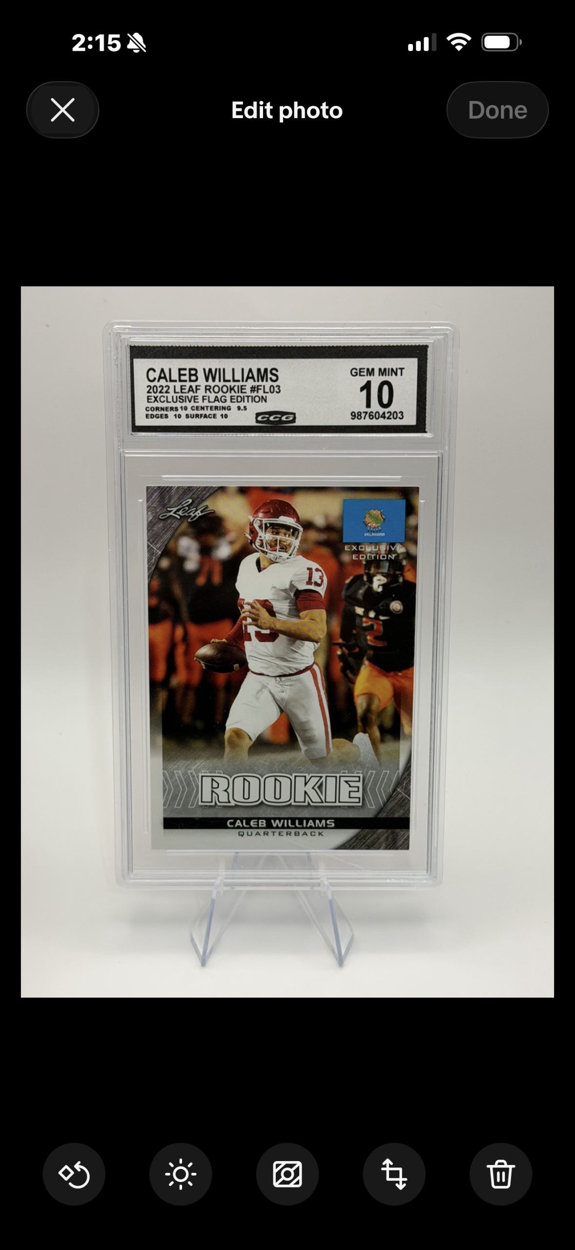 π₯ Caleb Williams 2022 Leaf Rookie Exclusive Flag Edition β CCG GEM MINT 10